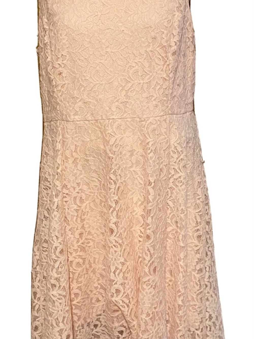 ELLE Lace Dress Womens Large L Cream Ivory Floral Asymmetrical Hem Fit Flare